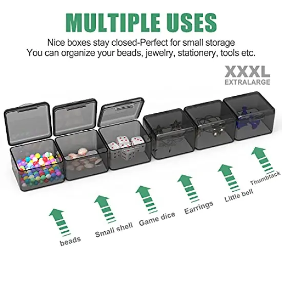 30 Pack Plastic Stackable Organizer Container with Lids, Mini Containers for Beads, Glitter, Slime, Paint or Seed Storage - Black (Black) {6}