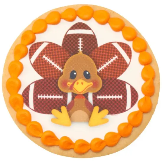 Football Turkey Edible Cake Topper Image 7.5" Round {3}