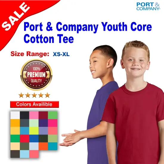 Port & company&reg; Youth Core Cotton Crew Neck Short Sleeve Tee {2}
