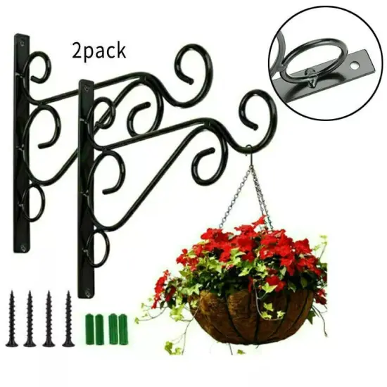 2Pcs Hanging Plant Bracket Wall Plant Hook Heavy Duty Hangers Flower Pot Lantern {3}