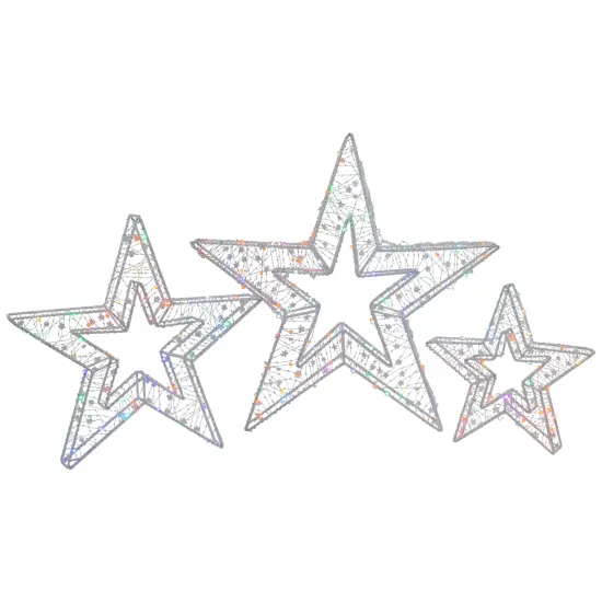Northlight LED Lighted Multi-Function Outdoor Christmas Stars - 23" - Multicolor - Set of 3 White {3}
