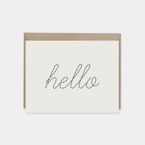 "Hello" Dotted Script Cream Card {1}