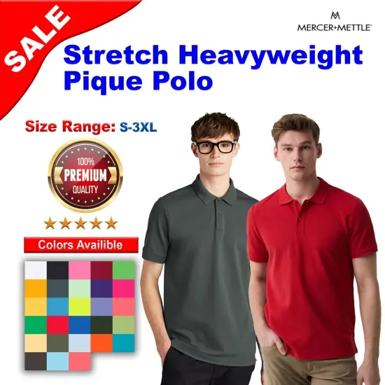 Mercer+Mettle&reg; Stretch Heavyweight Pique Polo Anchor Grey {2}