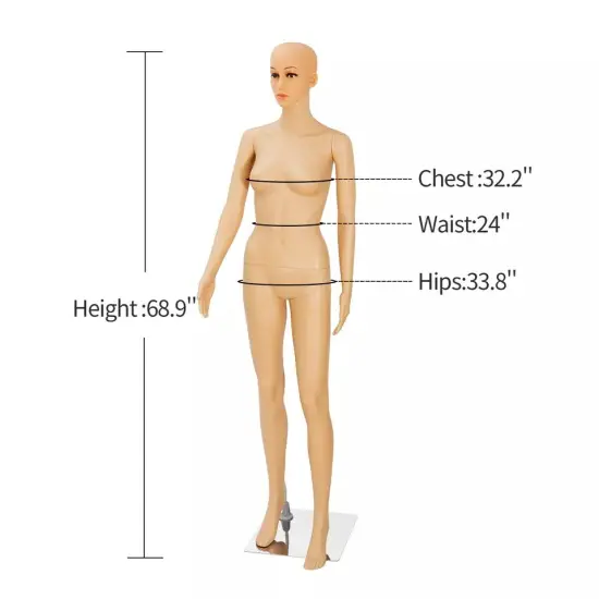 Female Mannequin PP Realistic Display Stand Turns Dress Cloth w/ Base Full Body {2}