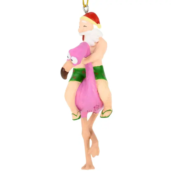 Tree Buddees Santa Riding a Pink Flamingo Tropical Christmas Ornament Decoration {5}