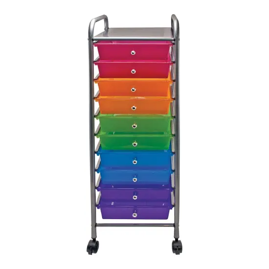 10-Drawer Rolling Cart, Multicolor {2}