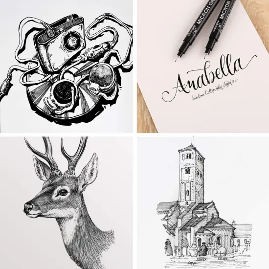 12 Size Black Micro-Pen Fineliner Ink Pens, Waterproof Archival Ink Fine Point Micro Drawing Pens for Art Watercolor, Sketching, Multiliner, Anime {6}