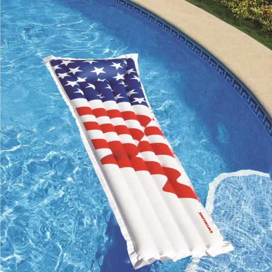 Swim Central 72-Inch Inflatable White and Red American Flag Swimming Pool Air Mattress {3}