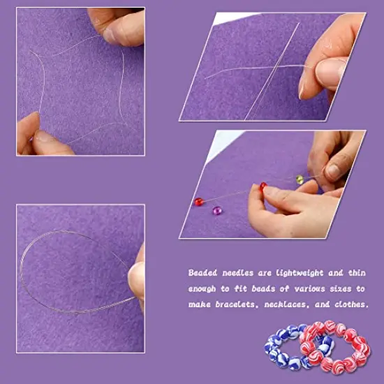 58 Pieces Beading Needles Set,50 Pieces Long Straight Beading Thread Needles, 8 Pcs Big Eye Beading Needles with Threader, Needle Bottle, Yarn Scissors,Tweezers for Bracelets and Jewelry Making {6}