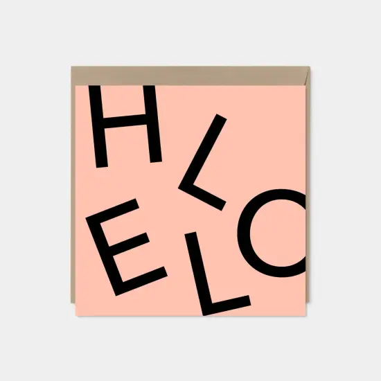 HELLO Square Greeting Card, Pink, {1}