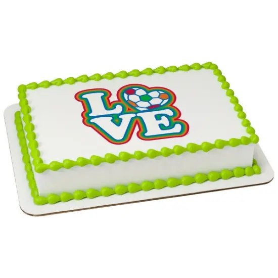 Soccer Love Edible Cake Topper Image 1/4 sheet {1}