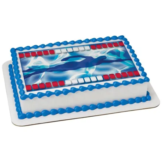 Swimming Edible Cake Topper Image 1/4 sheet {1}