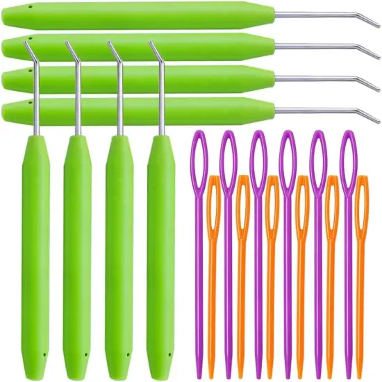 Loom Knit Hook Set, Crochet Needle Hook Kit, 8 Pcs Green Knitting Loom Hooks with 12 Pcs Colorful Plastic Sewing Needles for Knitting Looms Knitting Boards {1}