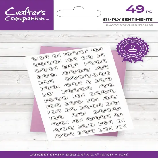 Crafter's Companion Simply Sentiments 49 pc Clear Stamp Set {1}