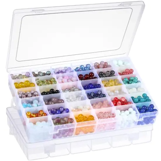 2 Pck 36 Grids Clear Plastic Organizer Box with Adjustable Dividers, Small Craft Organizers and Storage, Compartment Container for Bead, Nail, Jewelry, Art, DIY Crafts, Fishing Tackle, Small Items {5}