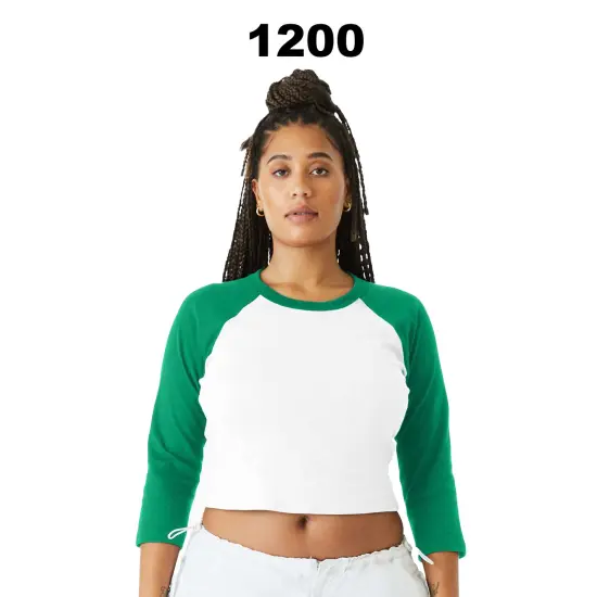 BELLA + CANVAS&reg; Women's Micro Rib Three-Quarter Raglan Baby Tee White/True Roy {3}