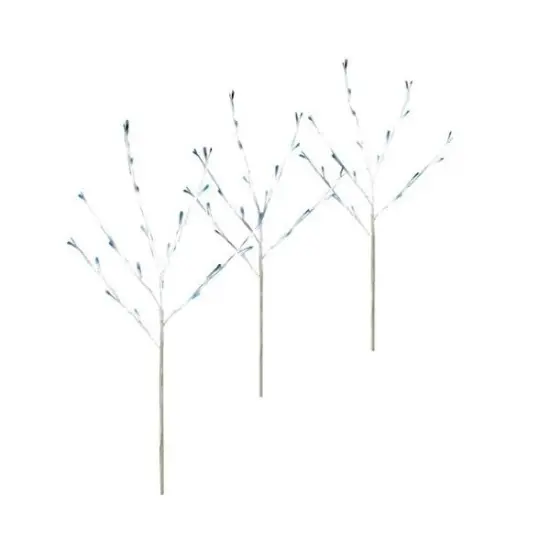 Brite Star Set of 3 Pre-Lit White Christmas Twig Tree Path Markers 30" - Twinkling Blue LED Mini Lights {1}