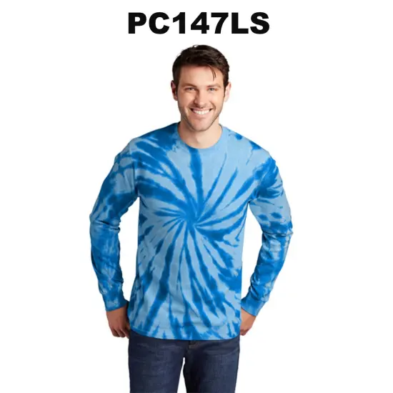 Port & Company&reg; Tie Dye Long Sleeve Crewneck T-Shirt Rainbow {3}