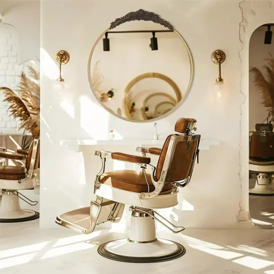 Wisfor Round Wall Mirror Antique Metal Frame with Rose Pattern Decorative Mirror {2}