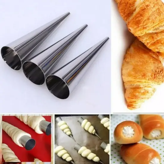 12 Pcs Stainless Steel Pastry Molds Set - Cream Horn & Cannoli Tubes for Baking {3}