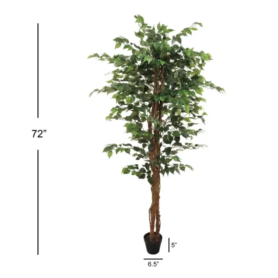 Stunning 6-Foot Artificial Ficus Tree with 1008 Lush Leaves - Elegant Home & Office Decor, Floral Home by Artificial Flowers {3}