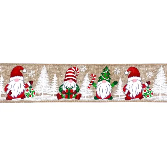 Designer&rsquo;s Shop WR 63-5179 Holiday Glitter Gnomes Wired edge ribbon 2.5&rdquo; x 10 yard {5}