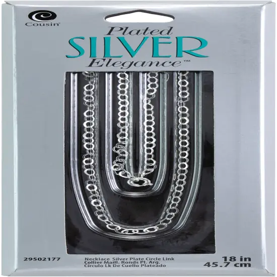 CousinDIY Plated Silver Elegance Metal Findings-Circle Link Necklace 18" 1/Pkg {1}