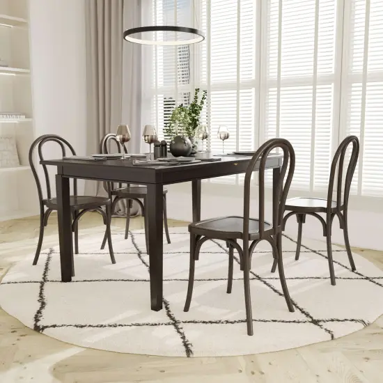 Emma and Oliver Hensler Set of 2 Weather-Resistant Wood Look Stackable Resin Thonet Chairs for Indoor/Outdoor Use Dark Brown {1}