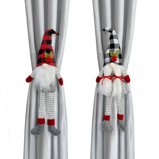 Wrapables Mr and Mrs Christmas Gnome Curtain Tiebacks, Christmas Ornaments Home Decor Window Decorations (Set of 2) {2}