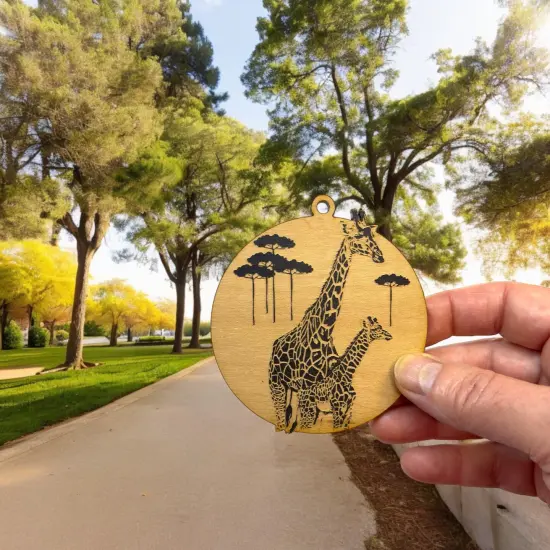 Ornament - Black - Giraffe and Baby {5}