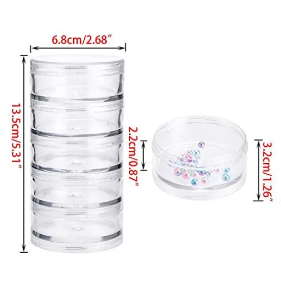 2 Pck 5 Slot Clear Plastic Round Storage Jars - Art Craft Accessory Organizer Box Jewelry Beads Sewing Pills Container Holder for Storage Small Items, Hardware {5}