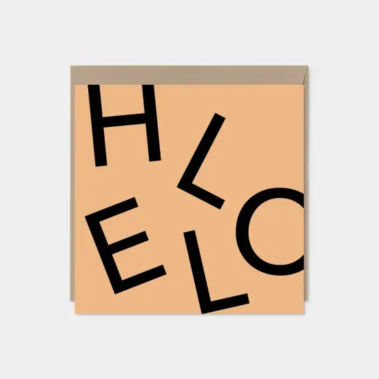HELLO Square Greeting Card, Peach, {1}