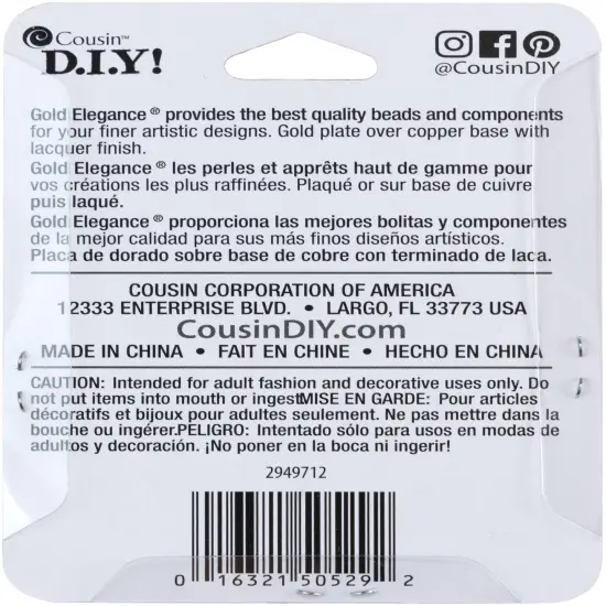 CousinDIY 14k Plated Gold Elegance Beads & Findings-Euro Levers W/Loops 2/Pkg {3}