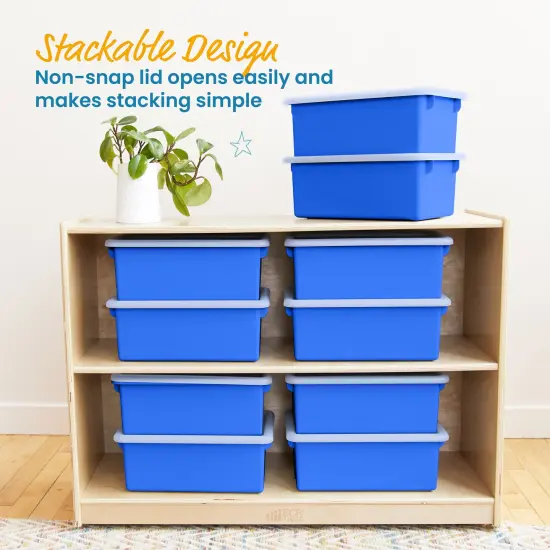 Cubby Storage Bin with Lid, Multipurpose Organization, 10-Pack Blue {5}