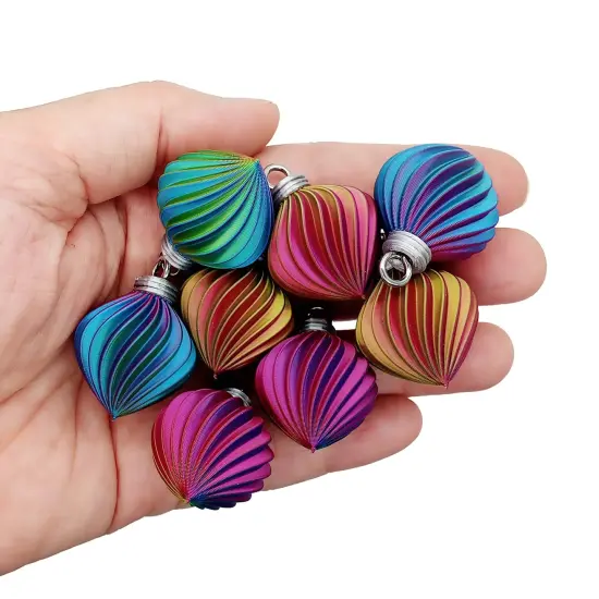 8 Miniature Ornaments, Pretty Rainbow Swirls for Small Christmas Trees, about 1 inch high, Adorabilities {2}
