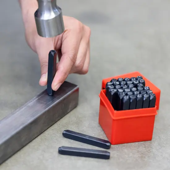 36 Pieces Number and Letter Punch Set with Heat-Treated Steel Punches for Imprinting and Arts and Crafts, 1/4-Inch Shaft,Stamp Set {5}