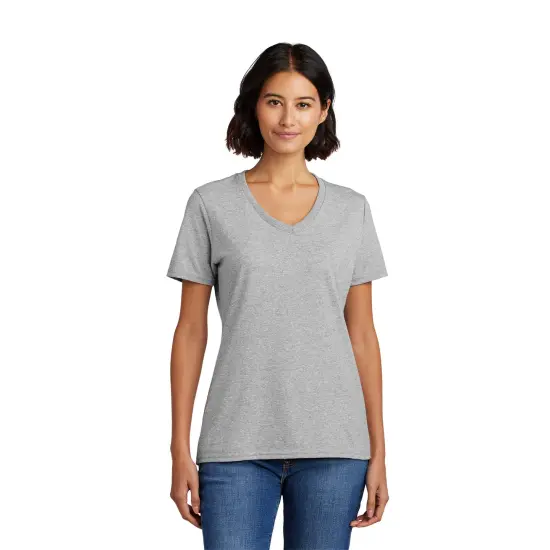 Port & Company&reg; Ladies Core Cotton V-Neck Short Sleeve T-Shirt Neon blue {4}