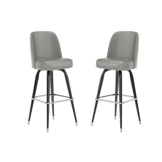 Emma and Oliver 2 Pack Metal Barstool with Swivel Bucket Seat Gray {2}