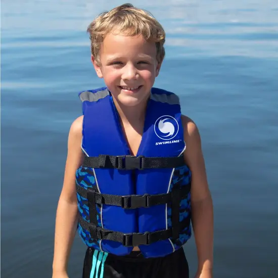 Swim Central 15" Blue USCG Swimming Pool Camouflage Child Life Jacket Vest-Up to 90 lbs {3}