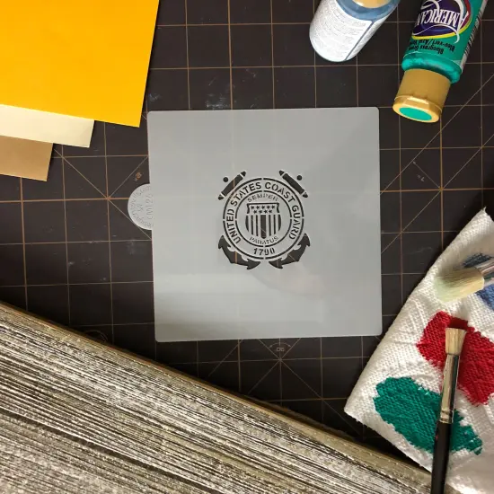 United States Coast Guard Cookie & Craft Stencil | CM126 by Designer Stencils | Cookie Decorating Tools | Baking Stencils for Royal Icing, Airbrush, Dusting Powder | Craft Stencils for Canvas, Paper, Wood | Reusable Food Grade Stencil {3}