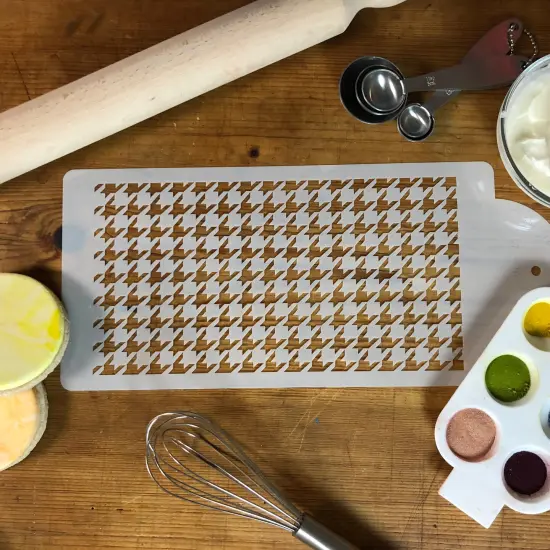 Houndstooth Cake Stencil Side | C462 by Designer Stencils | Cake Decorating Tools | Baking Stencils for Royal Icing, Airbrush, Dusting Powder | Reusable Plastic Food Grade Stencil for Cakes | Easy to Use & Clean Cake Stencil {3}