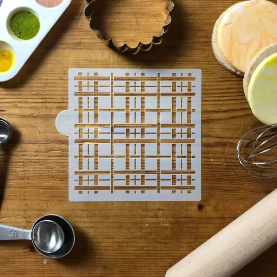 Plaid Pattern Cookie & Craft Stencil | CM136 by Designer Stencils | Cookie Decorating Tools | Baking Stencils for Royal Icing, Airbrush, Dusting Powder | Craft Stencils for Canvas, Paper, Wood | Reusable Food Grade Stencil {4}