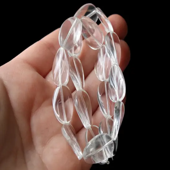 18 19mm Clear Flat Oval Twist CrystalGlass Beads Full Strand Loose Beads {4}