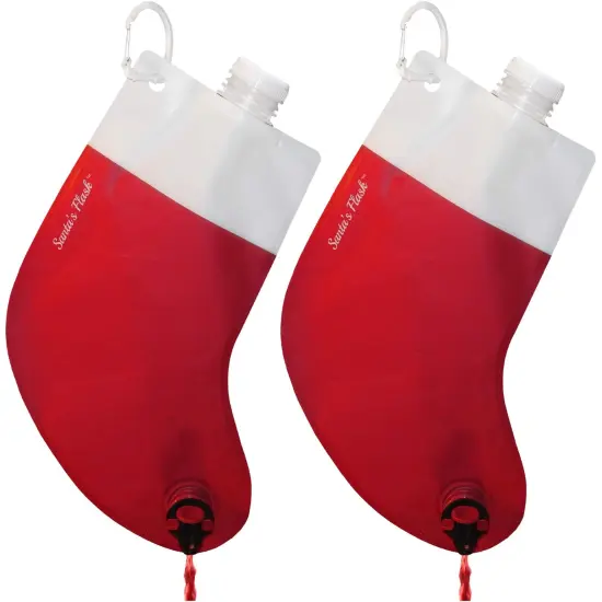 Party Flasks Santa Flask for Liquor, Wine, Drinks: Funny Gag Gifts for White Elephant Christmas Gifts Exchanges; Beverage Dispenser Holds 2.25 Liters for Holiday, Graduation, Office Parties - 2 Pack {1}