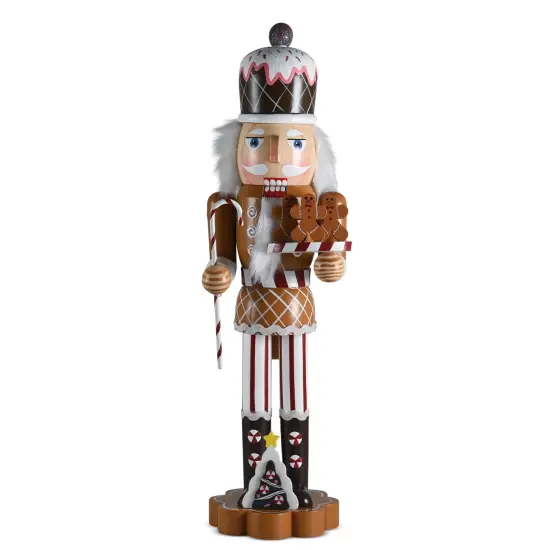 Ornativity Christmas Candyland Gingerbread Nutcracker &ndash; Wooden Nutcracker Candy Man with Candy Cane and Gingerbread Cookies in Hand Xmas Themed Holiday Nut Cracker Doll Figure Decorations {2}