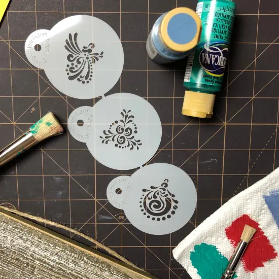 Fancy Holiday Cookie Stencil Set: Angel, Holly Bough, Christmas Ball | C582 by Designer Stencils | Stencils for Royal Icing, Airbrush, Dusting Powder | {4}