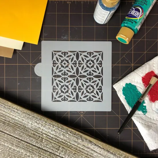 Old World Tile Cookie & Craft Stencil | CM132 by Designer Stencils | Cookie Decorating Tools | Baking Stencils for Royal Icing, Airbrush, Dusting Powder | Craft Stencils for Canvas, Paper, Wood | Reusable Food Grade Stencil {5}