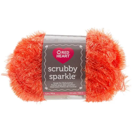 Red Heart Scrubby Sparkle Orange Yarn - 3 Pack of 85g/3oz - Polyester - 4 Medium (Worsted) - 174 Yards - Knitting/Crochet {2}
