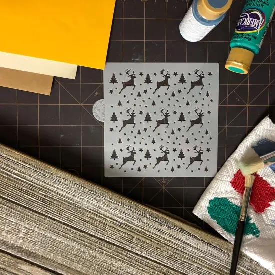 Prancing Reindeer Cookie & Craft Stencil | CM076 by Designer Stencils | Cookie Decorating Tools | Baking Stencils for Royal Icing, Airbrush, Dusting Powder | Craft Stencils for Canvas, Paper, Wood | Reusable Food Grade Stencil {3}