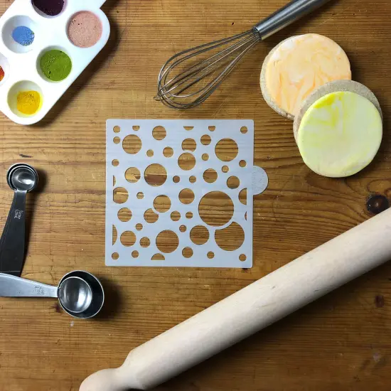 Circle Pop Allover Cookie & Craft Stencil | CM009 by Designer Stencils | Cookie Decorating Tools | Baking Stencils for Royal Icing, Airbrush, Dusting Powder | Craft Stencils for Canvas, Paper, Wood | Reusable Food Grade Stencil {2}